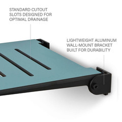 Seachrome 18 In. Silhouette Slimline Folding Wall Mount Shower Bench Seat, Sea C