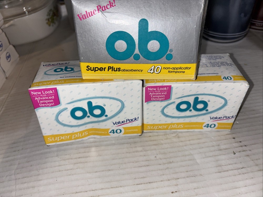 New in Box old stock 90s Vintage o.b. Super Plus Absorbency Tampons 2 New 1 Open