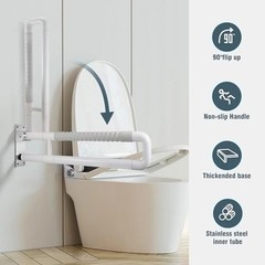 Flip up Grab Bar 24.4 Inch Handicap Grab Bars Wall Mounted Toilet 24.4 in
