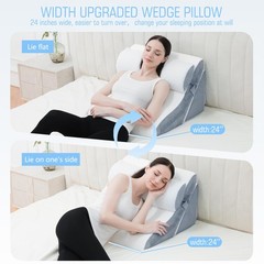 Foamalusion 3Pcs Bed Wedge Pillow For Sleeping 20-In-1 Adjustable Memory Foam