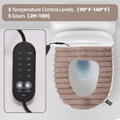 Heated Toilet Seat Cover,USB Powered Warmer with Uniform, Khaki