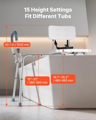 VEVOR Sliding Shower Chair Tub Transfer Bench with Cut-Out Seat Backrest 400 lbs
