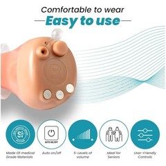Rechargeable Hearing Aids for Seniors Invisible Fit 5 Sound Levels 16 Hr Battery