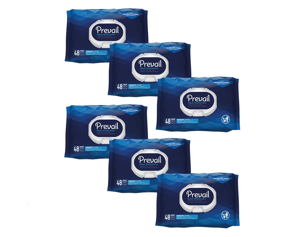 Prevail Adult Washcloths Softpack, 12″ x 8″, 48 Count – Pack of 6