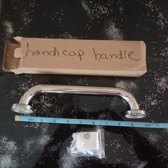 Straight Wall Mounted Grab Bar, Metal, Silver, 9 in, 1 Handrail