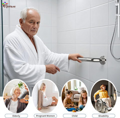 2 Pack 24 Inch Shower Grab Bar with Anti-Slip Grip, Chrome Stainless Steel Bath