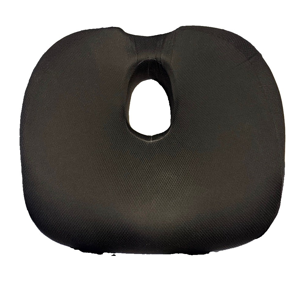 AUVON Ergonomic Black Seat Cushion with Donut Center Cutout, Removable Cover VGC