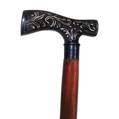 Antique Brass Handle Brown Wooden Walking Stick Cane Style Handmade Gift