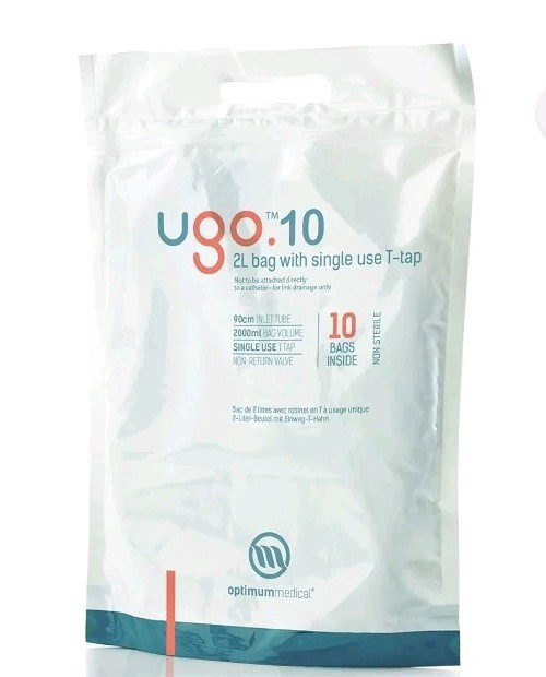 Ugo 10 2L Night Bags x10 Urine Drainage Bags Catheter Single Use T-tap Exp 9/27