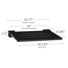 Slimline Folding Wall Mount Shower Bench Seat, Matte Black Seat with Matte Black