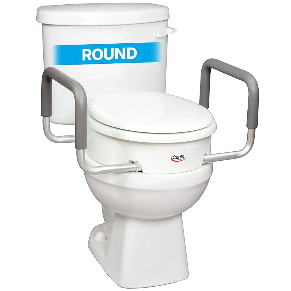3.5 Inch Raised Toilet Seat with Arms, Round Toilet Seat Riser, 300 lbs Capac…