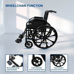 Lightweight Elderly Transport Wheelchair Portable Folding Transport Chair 220LBS