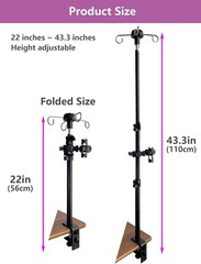 Portable 43-Inch Adjustable Feeding Tube & Pump Stand with Clamp