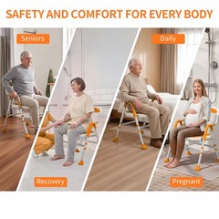 Foldable Shower Chair for Inside Shower Non-Slip Portable Shower Seat, Orange