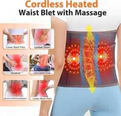 Electric Dual Infrared Light Heat Back Massager Waist Brace Lumbar Support Belt