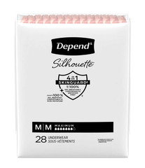 Depend Silhouette Incontinence & Postpartum Bladder Leak Underwear, M, 56 Count