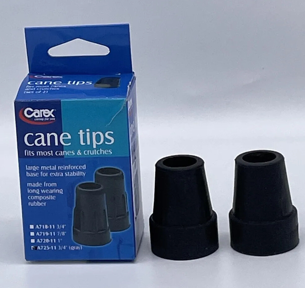 Carex Cane Tips A725-11, Set of 2 – Gray – NEW