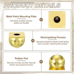 4 Pack Round Metal Furniture Legs for Dresser, Sofa, and Cabinet(3.15″, Gold)