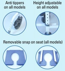 EZee Life Aluminum 18″ Shower Commode Chair