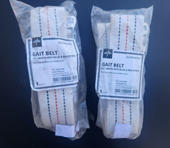 (2 Pack) Medline MDT821203-Gait Belt, 60′, White with Blue & Red Stripe