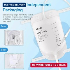 3 Pack Catheter Bags, 1000mL/33.8oz, Easy-Tap Leg Bag Urinary Drainage Bag, Anti