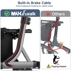 Walkers for Seniors, Rollator Walker with Seat, 4x 10″ Rubber Wheels All Terrain