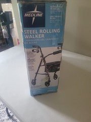 Medline Steel Rollator Walker for Adult Mobility Impairment Burgundy 350 lb.