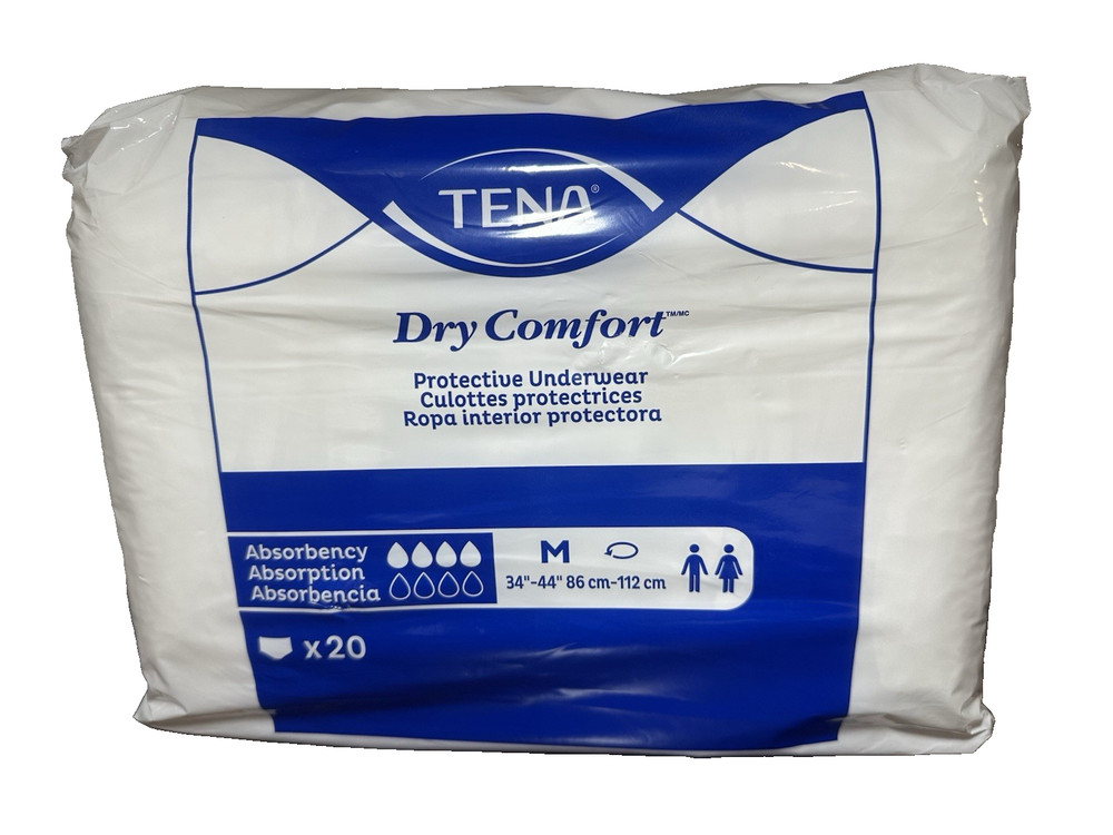 Tena Lot Of 4 Dry Comfort Underwear Size M 34″- 44″ 80 Total