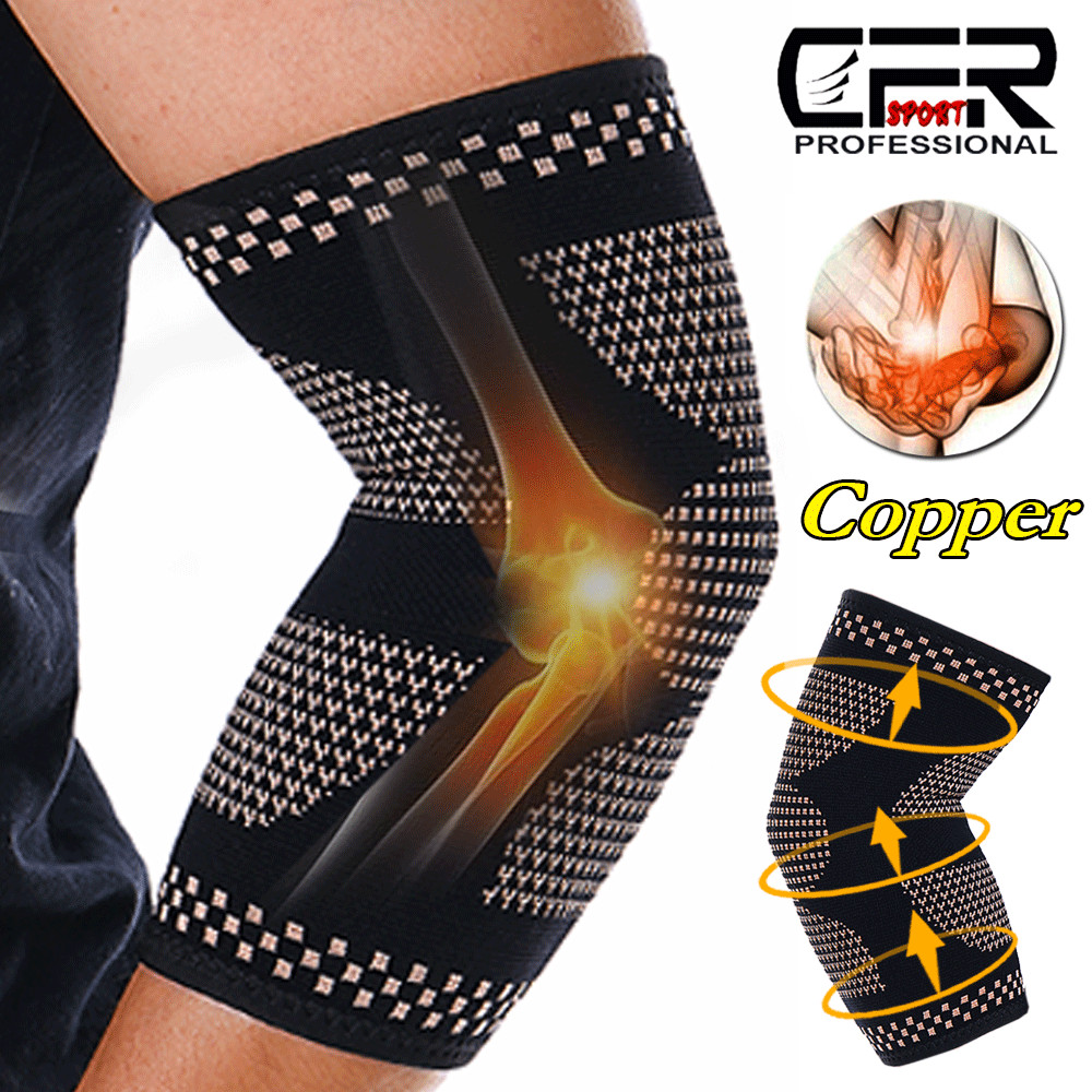 Copper Tennis Elbow Brace Support Compression Sleeve Arthritis Arm Joint Pain