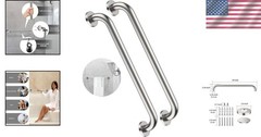2 Pack 24″ Satin Brushed Nickel Steel Grab Bars