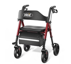 VOCIC Walkers for Seniors, Heavy Duty Rollator Walker with Seat, 350lb Capacity,
