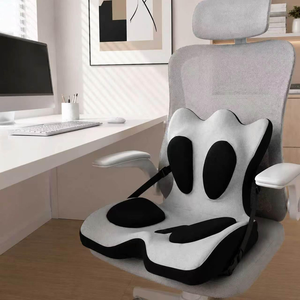 Ergonomic Back and Seat Cushions, Lumbar Support with Detachable Cover, for Back