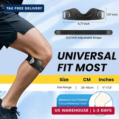 2 Pack Patellar Tendon Support Strap,Adjustable Non-Slip Active Knee Pain Relief