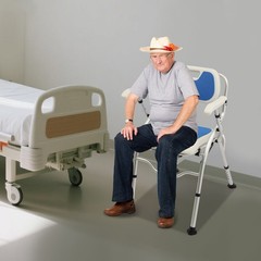 Folding Shower Chair with Arms and Back for Seniors Handicap Disabled Blue US