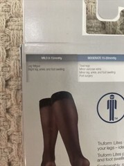 TRUFORM Leg Health Lites 1763BL-M Medium, Black, Ladies Knee Highs 8-15 mmHg