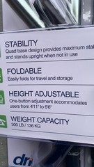 FOLDING CAN REVERSIBLE QUAD BASE RIGHT & LEFT HANDED 300 LBS – BRAND NEW