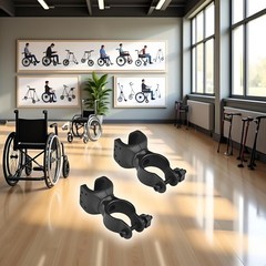 2 Pack Black Durable Walking Stick Holders, Cane Holder, Wheelchair