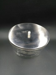 Oval Jar W/Out Imprints Clear thick Glass with metal Lid
