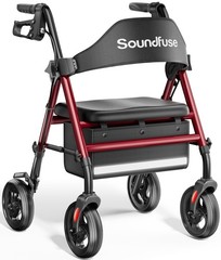 Soundfuse Rollator Walkers with Seat for Seniors, Foldable 8 Big Wheels All T…