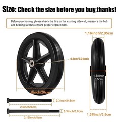 2x 8In Wheelchair Replacement Wheels for Walkers, Rollators 5/16″ Bearing Thread