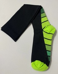 Compression Socks Size M/L Black & Green Knee Length Long