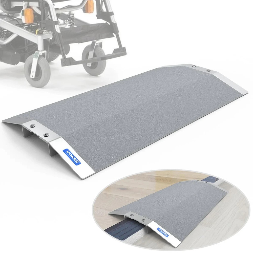 UOKRR 28.5″ Aluminum Threshold Ramp 1.2″ Rise Non-Slip Wheelchair Bridge