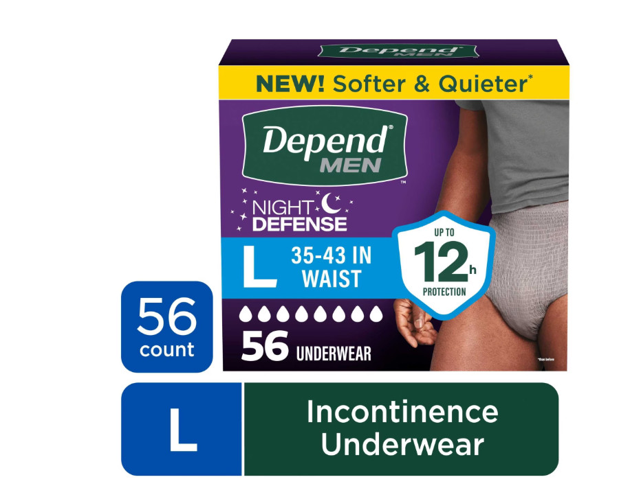 Depend Night Defense Adult Underwear for Men Large 56 Count Overnight