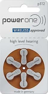 60 Powerone size 312 Hearing Aid Batteries, made in Germany Genuine 60 Batteries