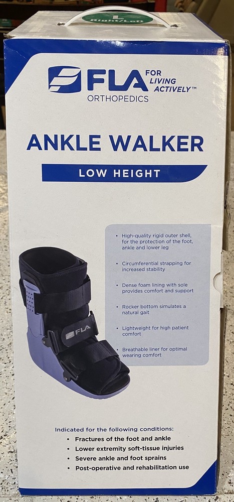 FLA Orthopedics Ankle Walker Low Height Size Large (Right or Left)