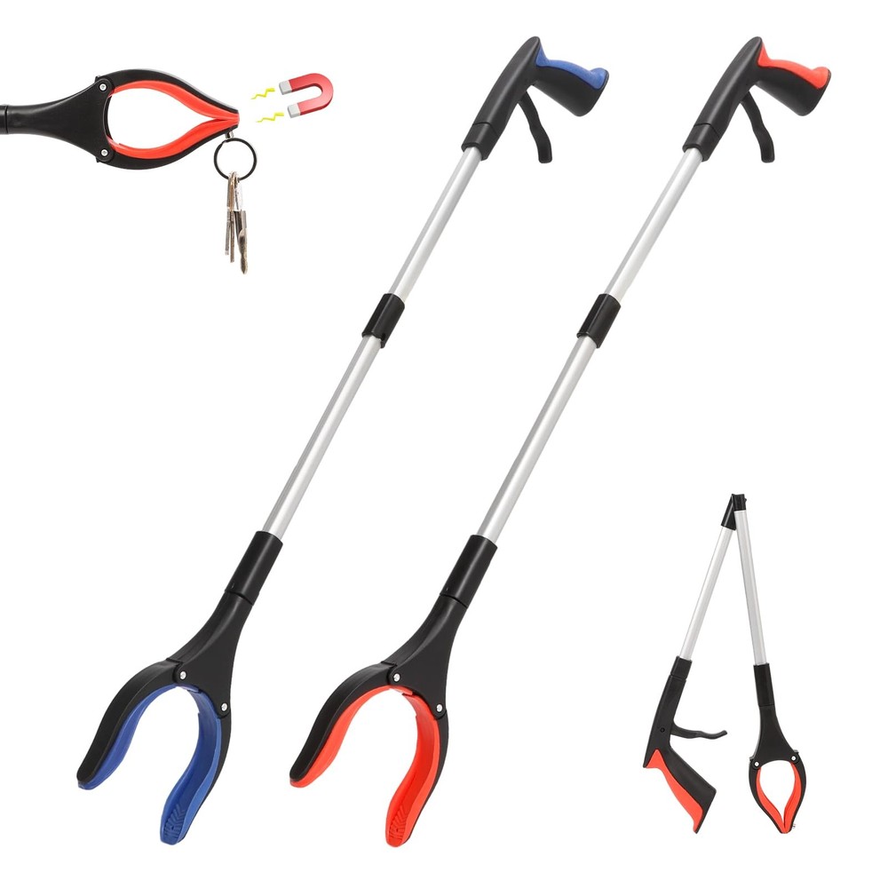 2 Pack Grabber Reacher Tool 31 Inch Folding with 90° Rotating 2 Tablets