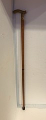 Vintage Wood & Solid Brass Derby Scroll Cane Walking Stick 35″ # 7196