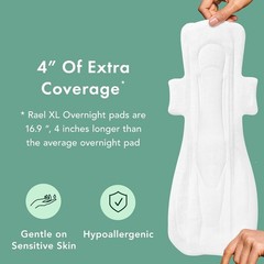 Super Absorbent Overnight Organic Cotton Pads with Leak Protection – 24 Count