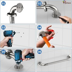 2 Pack 24 Inch Shower Grab Bar with Anti-Slip Grip, Chrome Stainless Steel Ba…