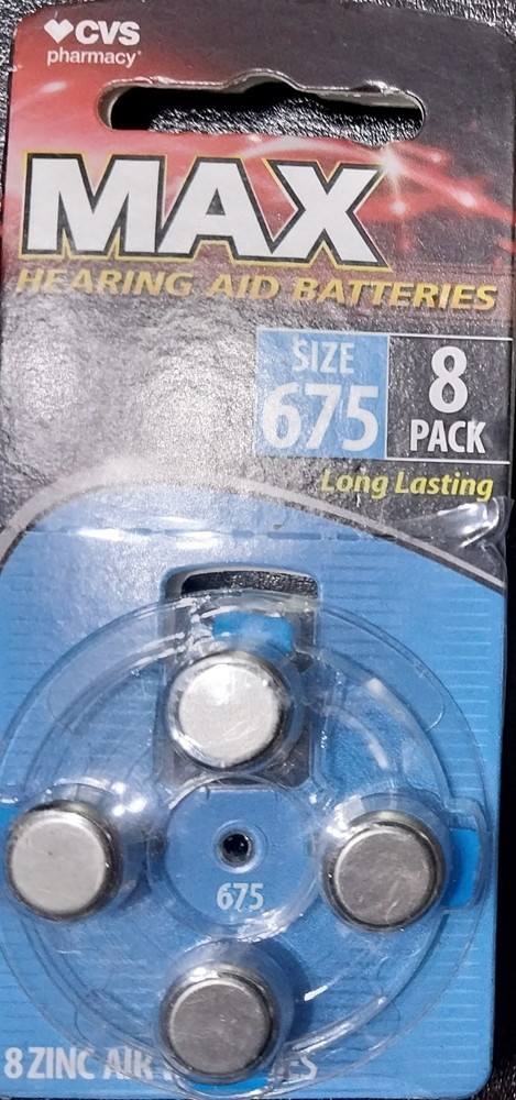 8pk CVS Max Hearing Aid Batteries Size 675 (use by June 2027)